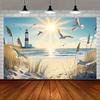 1 Piece 2D Flat Coastal Lighthouse and Seagull Banner - Suitable for Home Room and Event Décor Beach-themed Decor Wsj