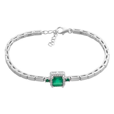 Серебряный браслет с натуральным агатом 8.63ct, фианитами, вес изделия 7,95 гр (2190936)