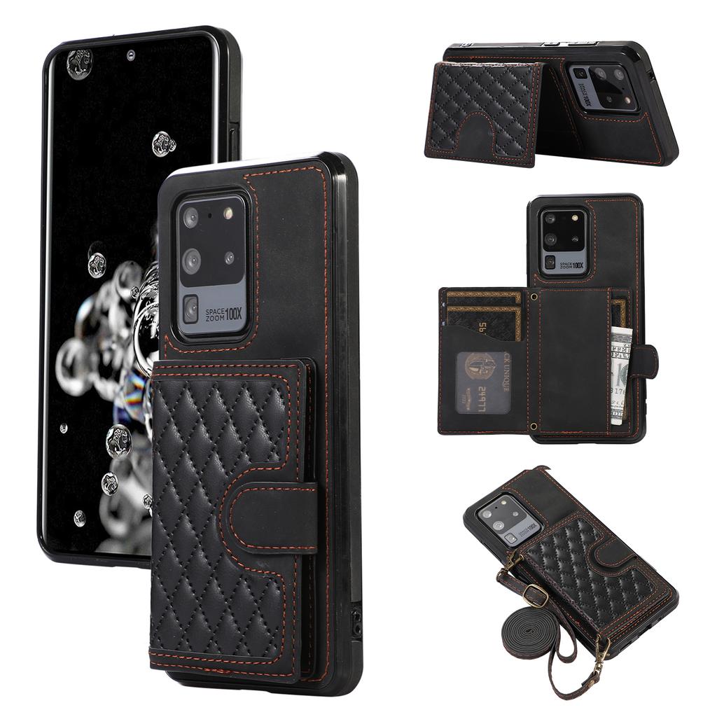 Phone Case for Samsung Galaxy S20 Ultra Card Holder TPU+PU Leather Kickstand Phone Cover