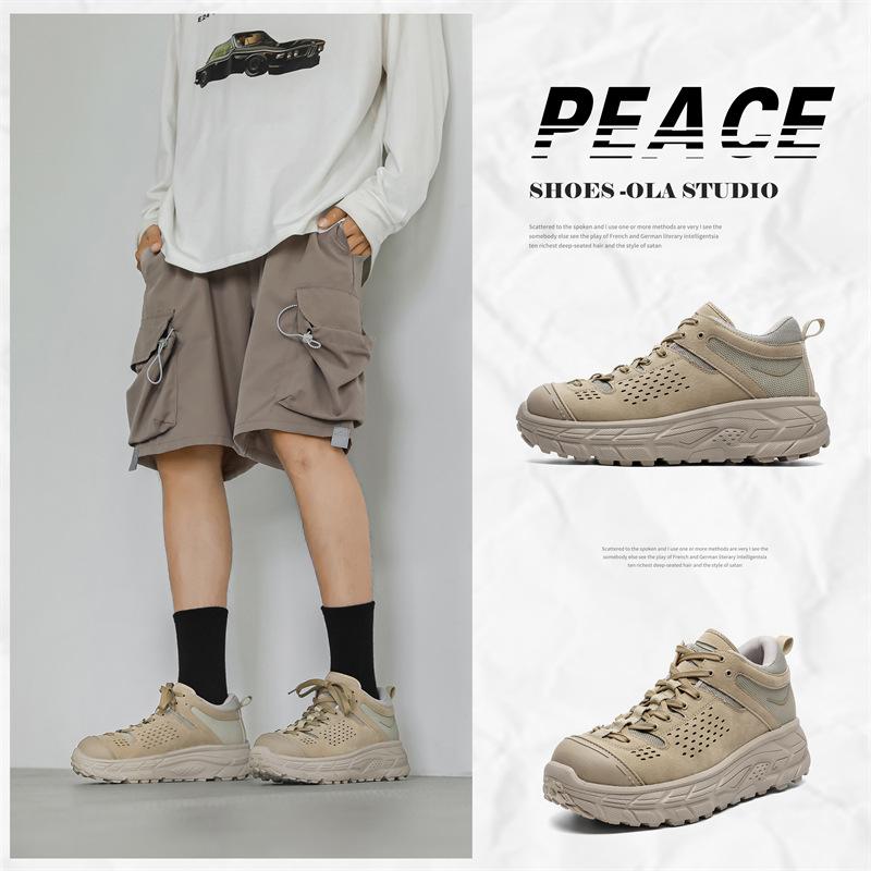 Нескользящие туфли Dude Shoes на платформе для отдыха на открытом воздухе, желтые, корейская версия, ретро-обувь для альпинизма, повседневная мужская спортивная обувь