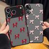Модный Красный Розовый Чехол с Бантом для iPhone 17 Pro Max 11 XS XR 13 Mini 14 Air 16 Plus 12 15 7 8 SE Чехол Задняя Крышка Телефона