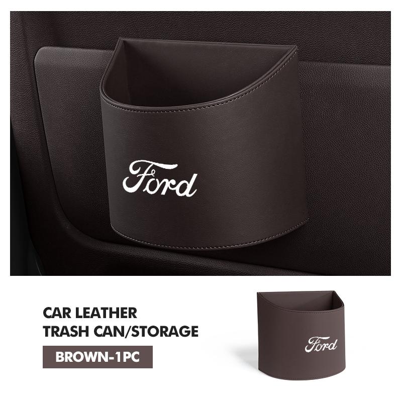 Car Door Leather Trash Can Auto Hanging Rubbish Storage Bag For Ford mk2 mk3 Ranger Mondeo mk4 S-MAX Kuga Mustang Fusion