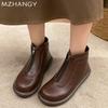 Модные женские кожаные ботильоны на плоской подошве, зимняя повседневная обувь для женщин, тренд 2025, модные зимние ботинки, дизайнерские, для платья, готические, женские ботинки челси