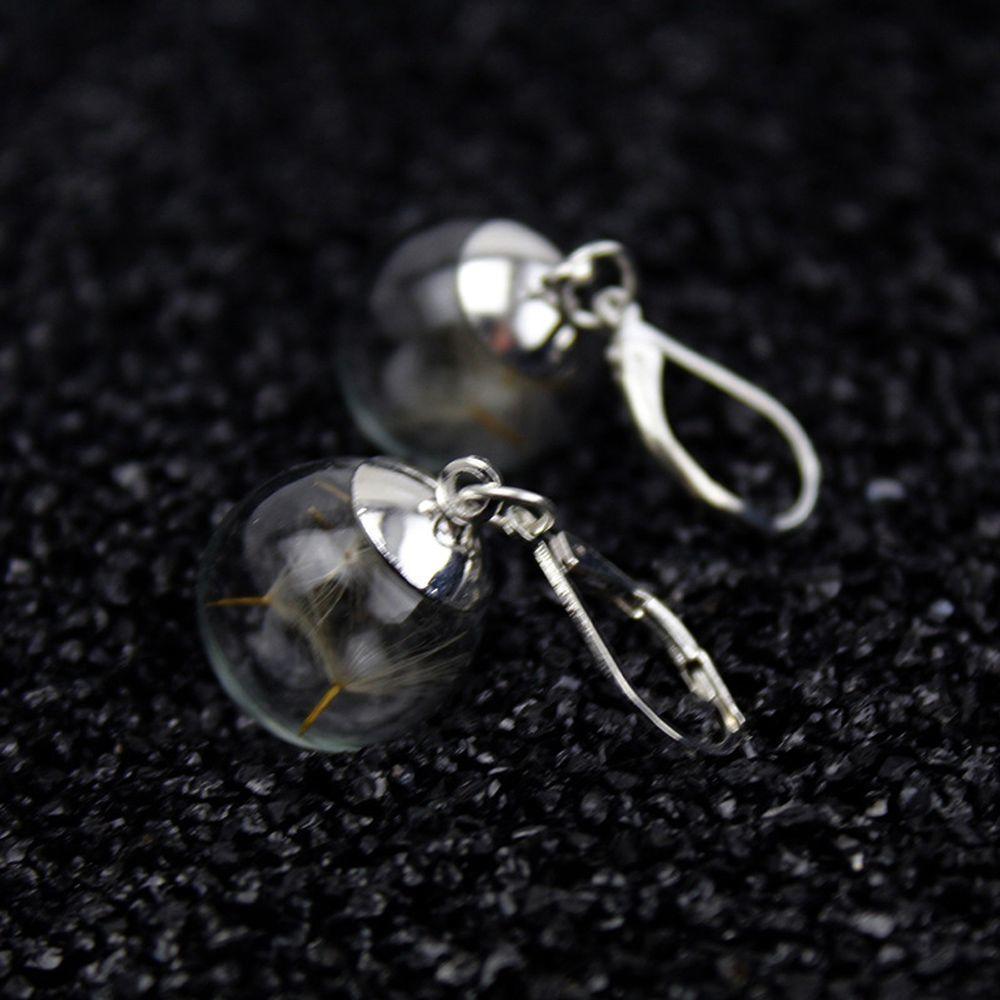 Серебряные серьги из хрустального стекла с высушенными цветами одуванчика, серьги с вечным цветком для девочек