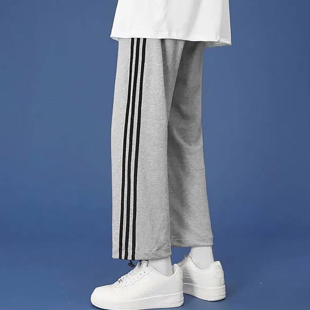 Повседневные брюки для мужчин на весну и универсальные свободные прямые спортивные брюки с девятью точками на завязках