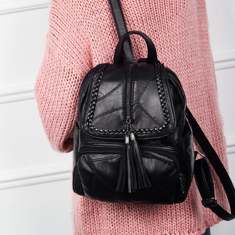 Sheepskin Backpack 2025 New Leather Bag Fashionable Simple Women's Backpack Leather