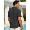 Men's Waffle Texture Short Sleeve Button Down Shirt Casual Pocketed Summer Top