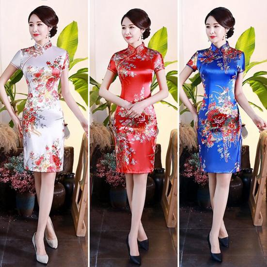 Летний Cheongsam с пряжками на бедрах, длиной до колена, в китайском стиле, летняя тонкая женская одежда Qipao