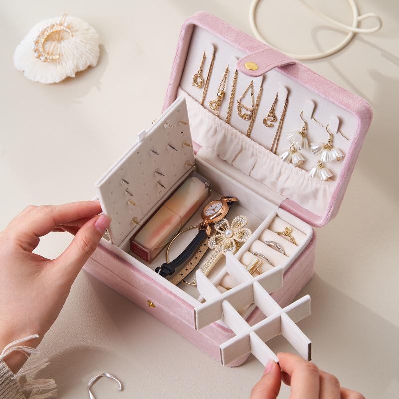 Многослойная кожаная шкатулка для хранения ювелирных изделий, дорожный футляр для хранения ювелирных изделий для женщин, для серег, колец, ожерелья, подарок на День матери, Рождество
