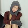 Шляпа с ушками из альпаки Шерстяная шапка-бини Простая шапка с капюшоном Streetwear