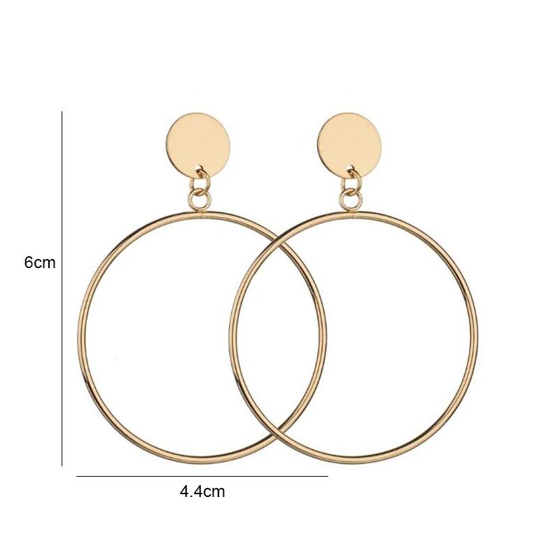 New Fashion Round Dangle Earrings for Women Big Circle Pendants Drop Earrings European Exaggerated Ear Accessories
