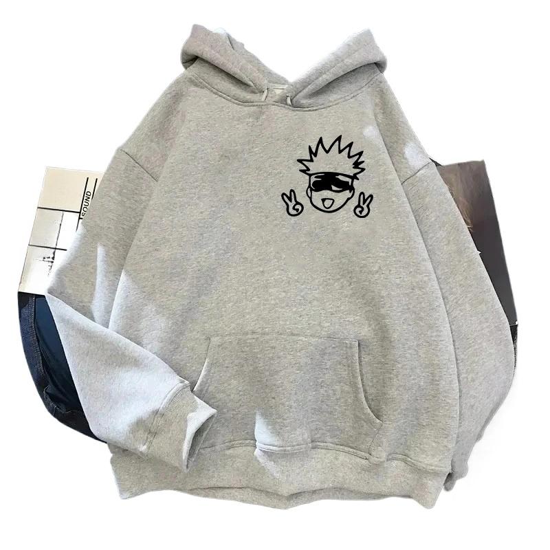Толстовки с капюшоном в стиле аниме Толстовки с капюшоном и свитшотами с принтом Kawaii Gojo Satoru в уличном стиле для женщин