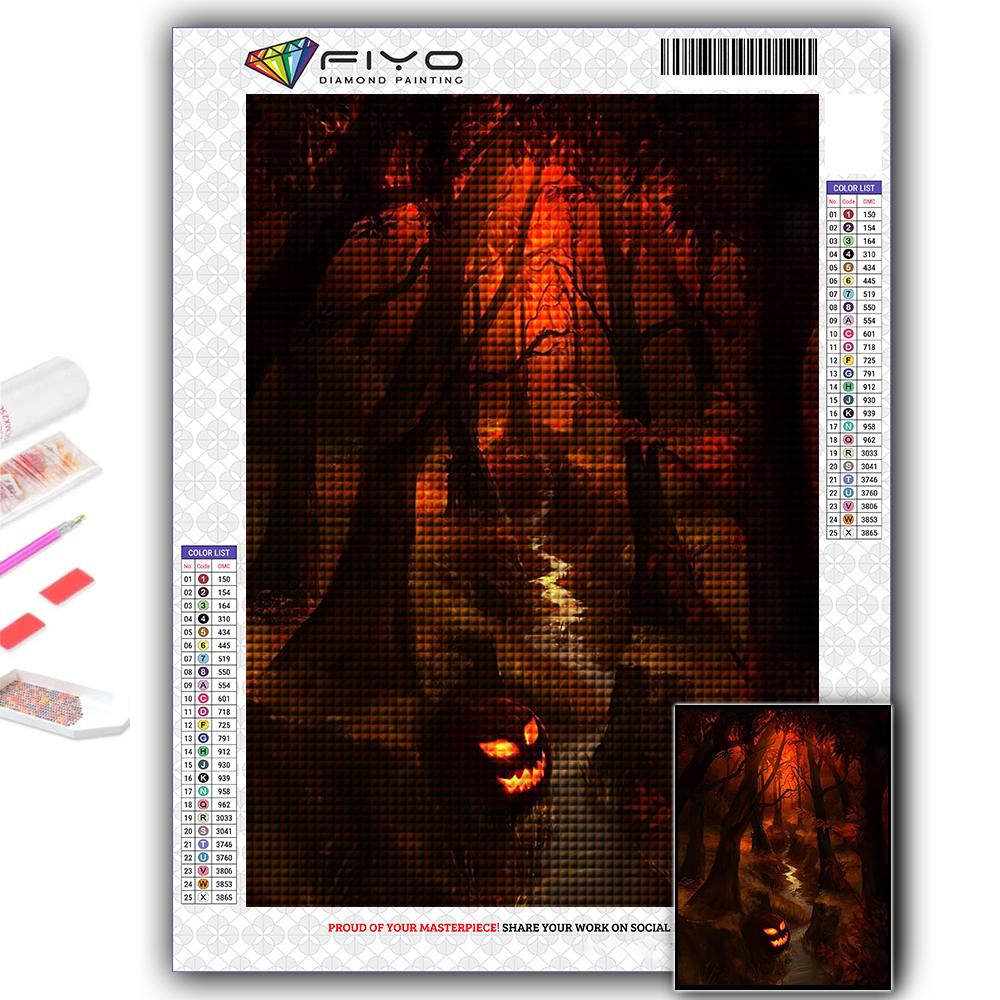 5D DIY Diamond Embroidery Halloween Scary Pumpkin And Castle Diamond Painting Mosaic Home Decoration