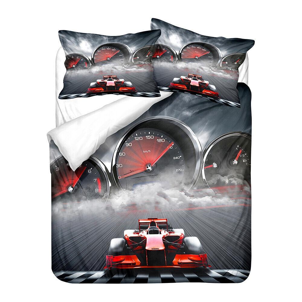 3D Printed Racing Bedding Set King Queen Bed Down Duvet Cover Pillowcase 2/3pc Speed Racing Bed Cover Teenagers Boys Men's Cover Gift