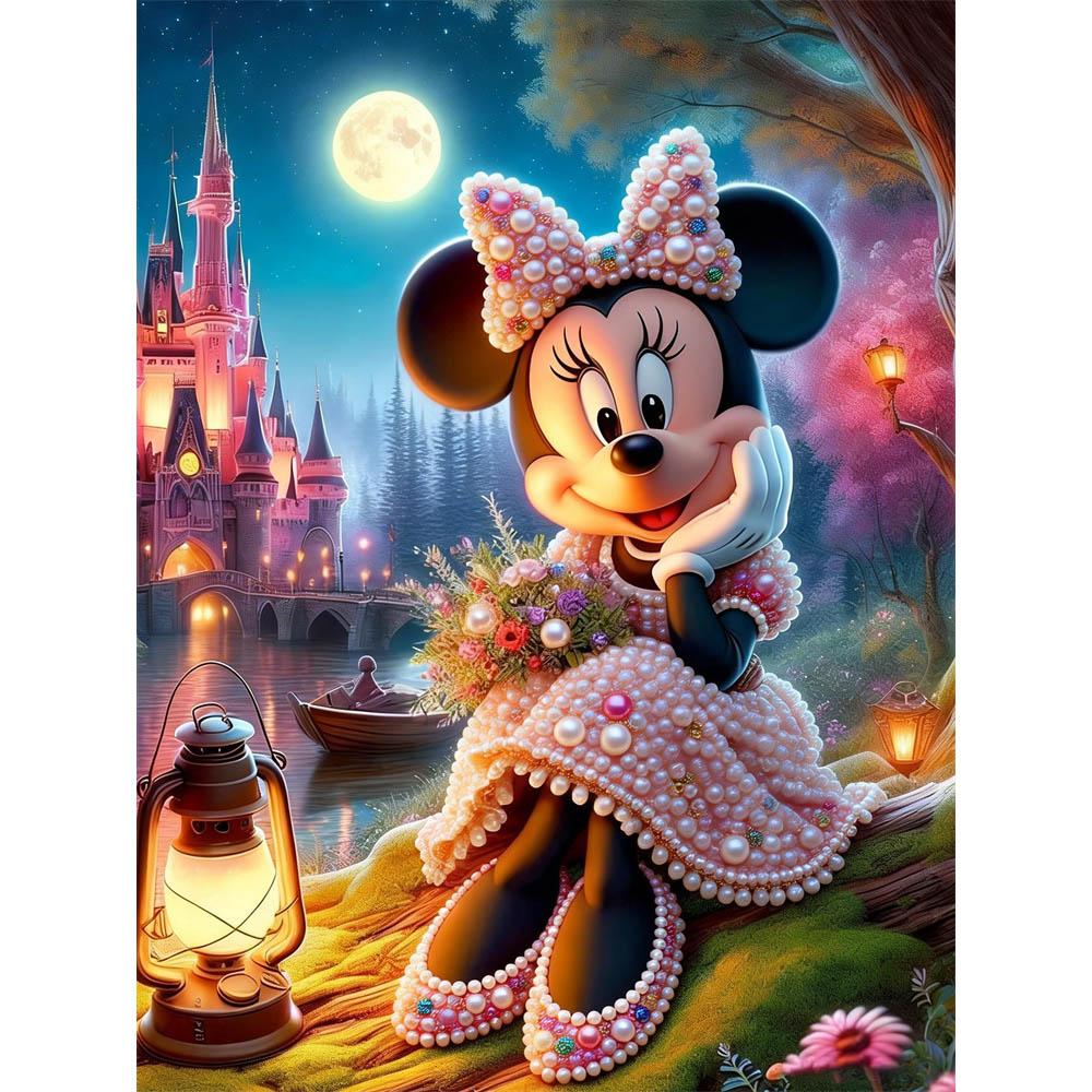 Disney Жемчужная живопись Минни Минни Замок Лунного Света Букет Идеи 5D Жемчужная вышивка Набор для вышивания крестиком Ручная работа DIY Декор для дома и комнаты Подарок