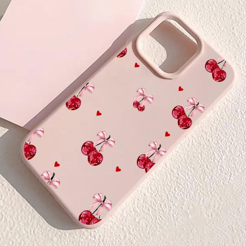 Милый бант с вишней Защитный чехол для телефона Для iPhone 17 Air 16 16e 15 13 12 11 Pro Max Pro Plus Противоударный Тонкий Флип-чехол Funda