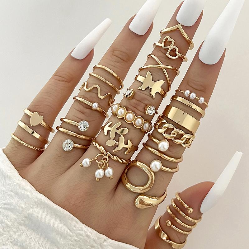 Кольца из сплава, набор для женщин, ювелирные изделия, регулируемое кольцо для девочек, панк-аксессуары, ювелирные изделия