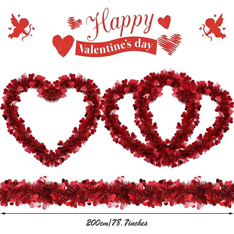 10 шт. Рождественские ленты, елочные декоративные мишурные гирлянды для вечеринок, 2 м, разноцветные полоски, украшения для свадебной комнаты на День святого Валентина