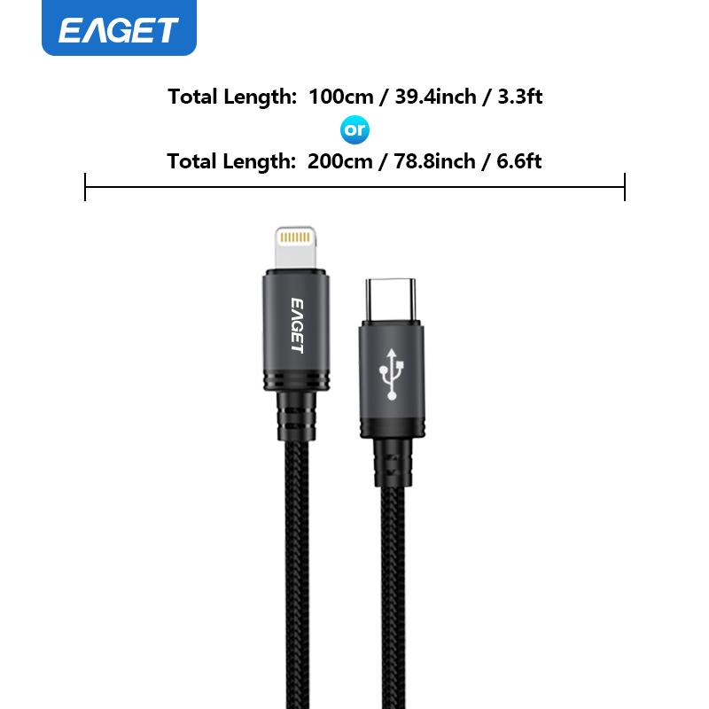 27 Вт кабель USB C - Lightning для быстрой зарядки iPhone и iPad с прочным нейлоновым плетеным проводом