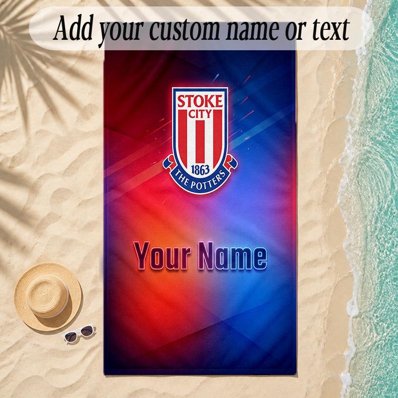 Beach TowelStoke City FC Custom Name Text Personalized Soft Towel for Beach Pool Indoor Home Decor Gift