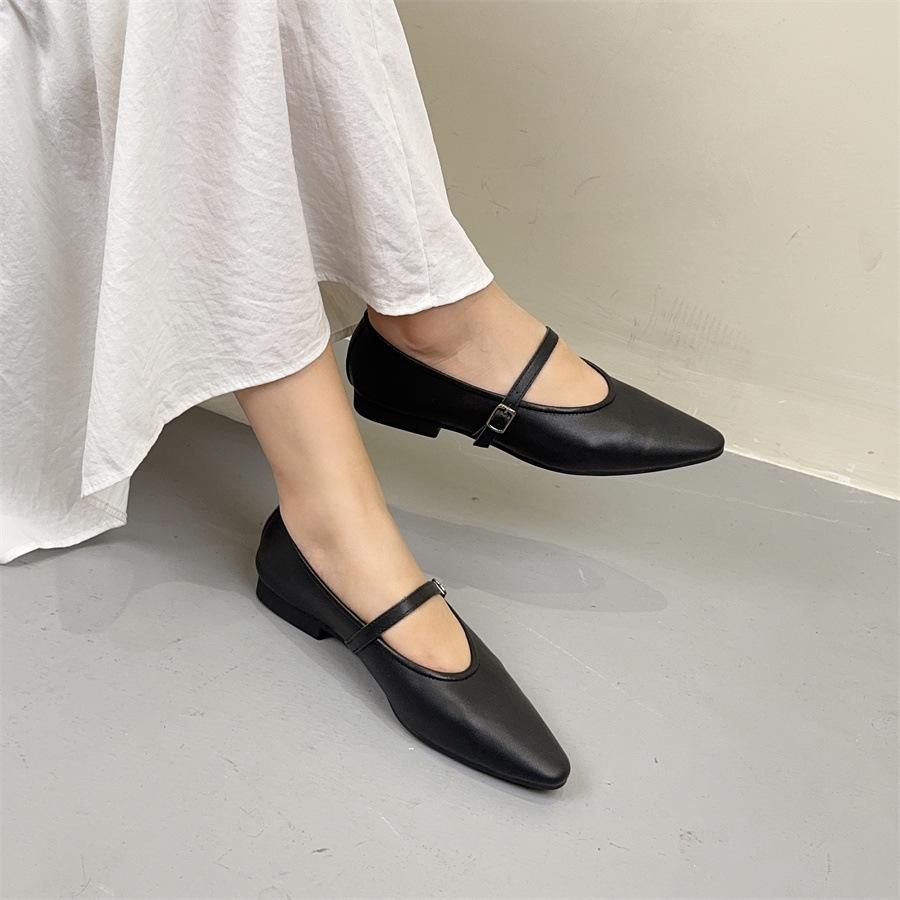 Johnature Туфли на плоской подошве из натуральной кожи с острым носком в стиле ретро, универсальные, из мягкой коровьей кожи, женские