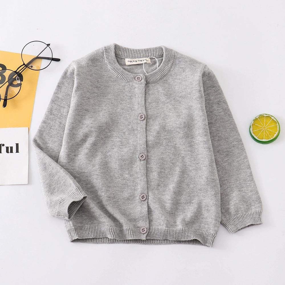 Осенняя одежда для девочек, повседневный кардиган для малышей, однотонный, крупной вязки, мягкие пальто для мальчиков, детские свитера, вязаные куртки для малышей, рукав полной длины