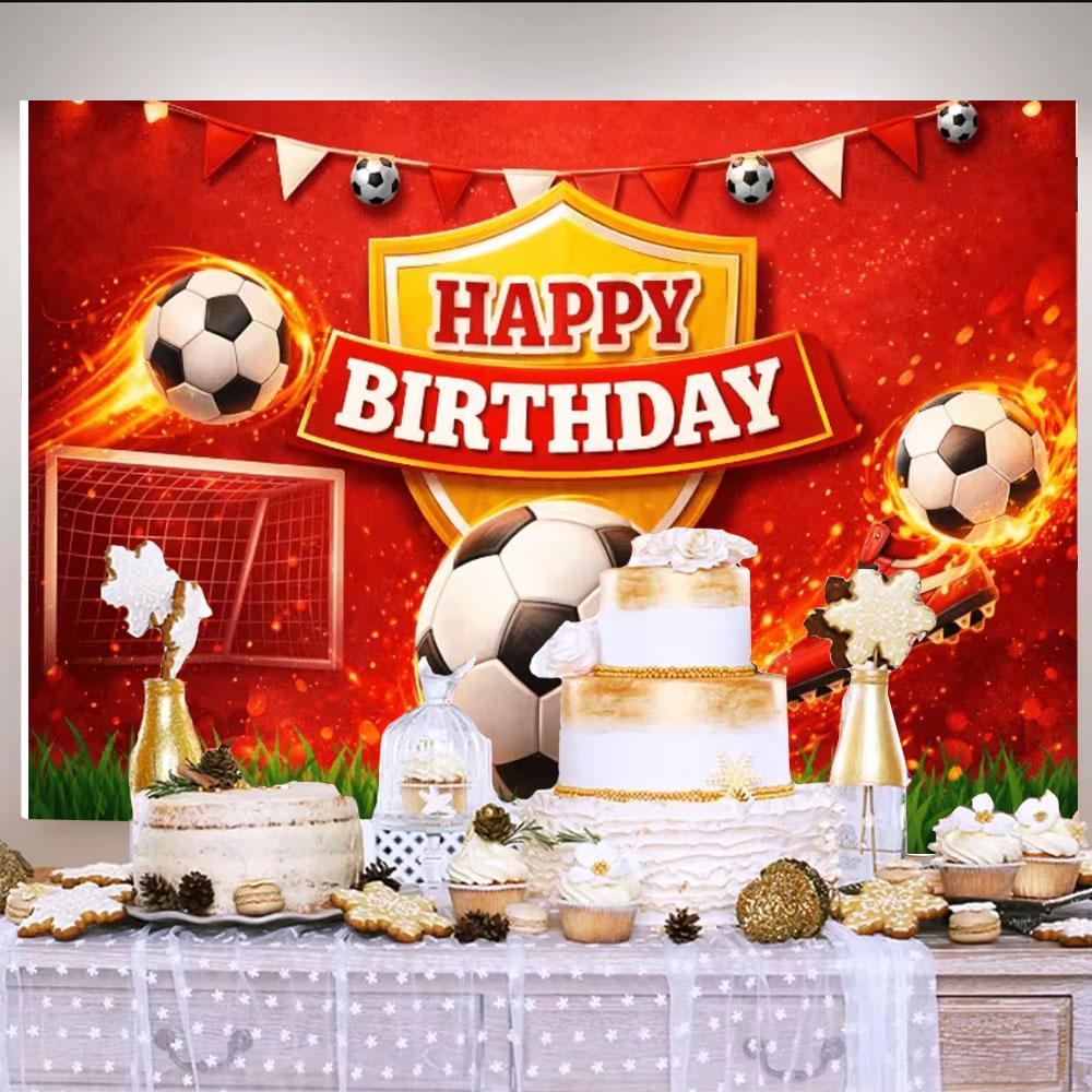 Football Themed Birthday Party Backdrop Red Stadium Grassland Suitable For Birthday And Football Enthusiasts Gatherings 400