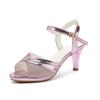 Fashion Peep Toe High Heeled Women Sandals Fashion Ladies Summer Shoes Brand Spike Heels 6cm Gold Silver Purple