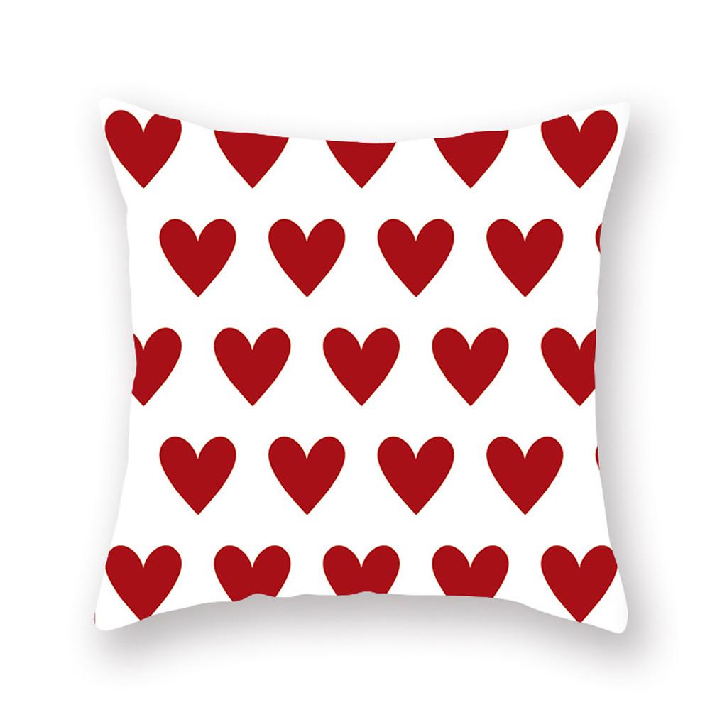 Красный чехол с принтом любви из полиэстера, квадратный чехол для подушки для дома, гостиной, украшения дивана, наволочка