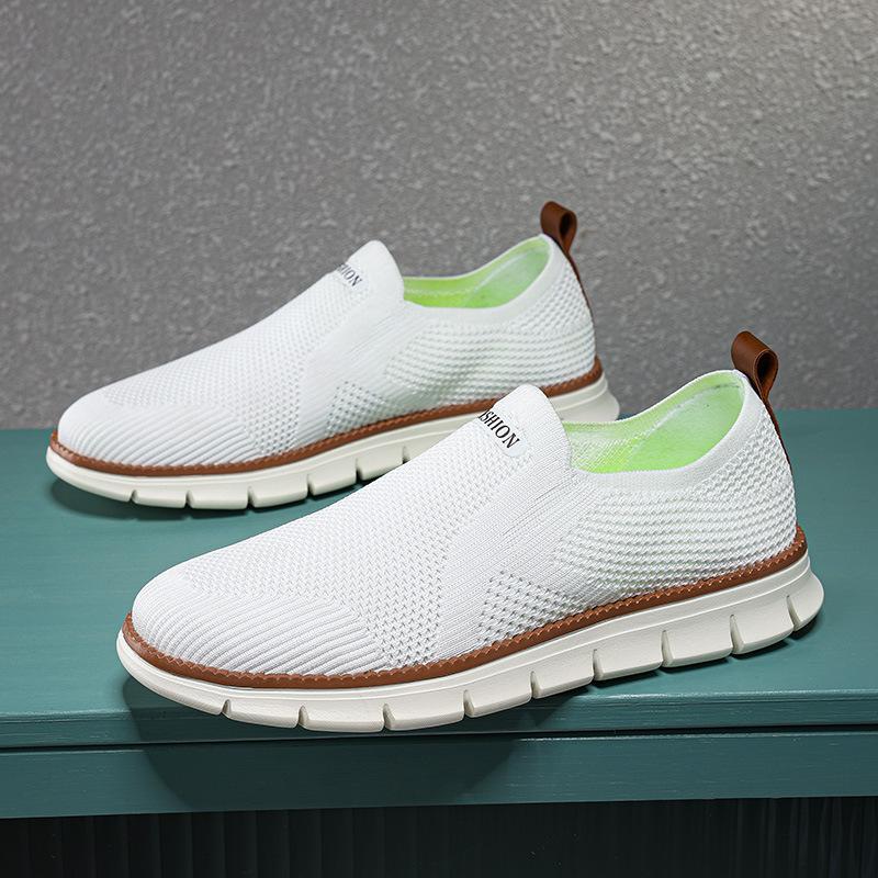 British style men's shoes autumn breathable sneakers fly-woven mesh shoes men's large size running shoes