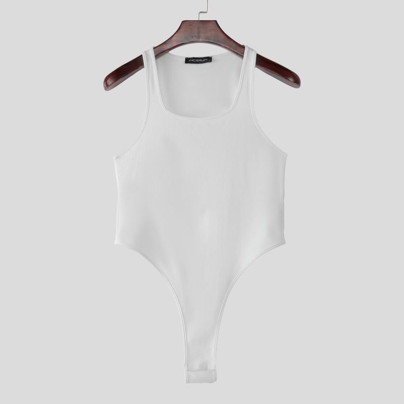 INCERUN Мужское нижнее белье U-образный вырез без рукавов в рубчик облегающий купальник комбинезоны