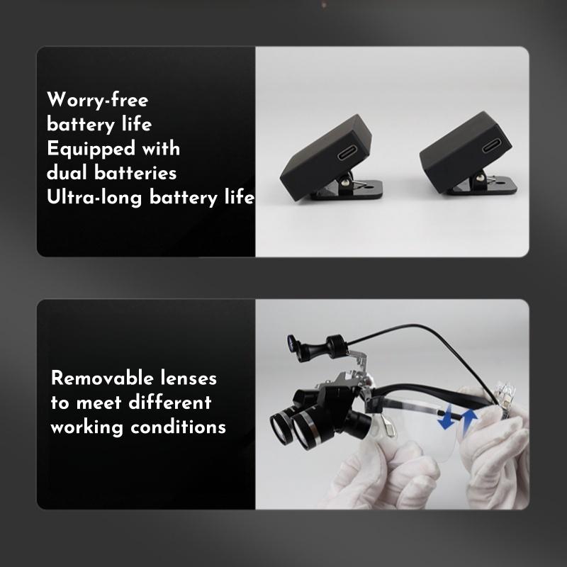 Беспроводные стоматологические лупы с 5 Вт налобным фонарем, регулируемое увеличение 3,5-5,5x, хирургические увеличительные очки