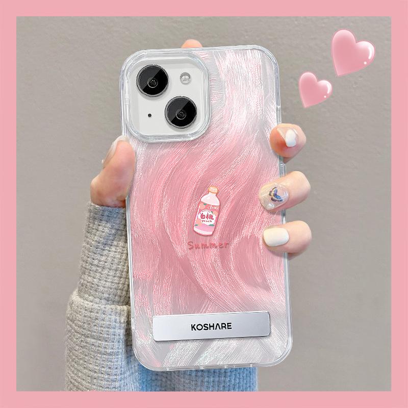 Подходит для Apple 15 Перьевая пряжа Чехол для мобильного телефона Летний Iphone14 Xiaoxin Напитки Сода Невидимая подставка 13 Милый мультяшный