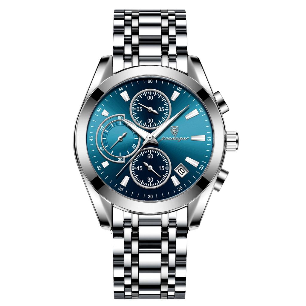 POEDAGAR Новые роскошные мужские часы высшего бренда с коробкой, светящиеся водонепроницаемые многофункциональные мужские кварцевые часы