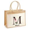Sac de plage - PLANETEE - Magali Lettre Fleur - Coton naturel - Grande contenance - Imprimé en France
