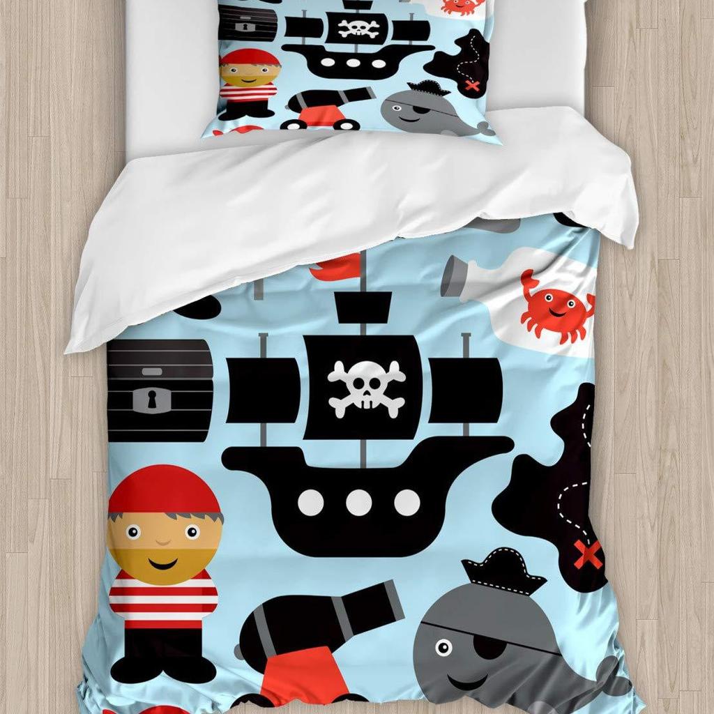 Sailing Bedding Three-Piece Set Nautical Theme Duvet Set Adventure Theme Quilt Cover