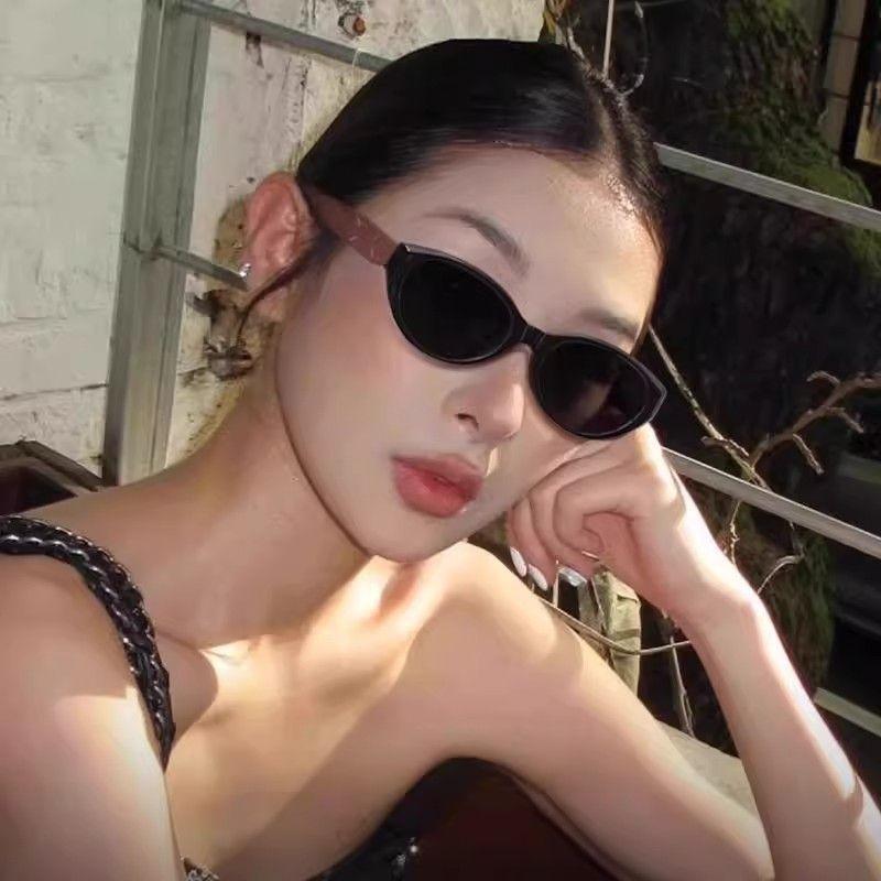 New European and American cat eye sunglasses women's Internet celebrity high sense outdoor anti-ultraviolet wood grain glasses legs sunglasses H