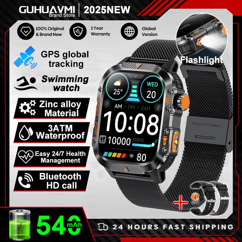 Умные часы для спорта с GPS, военного класса, для улицы, 2,01-дюймовый HD-дисплей, встроенный GPS, водонепроницаемость IP69K/10ATM, мужские тактические умные часы