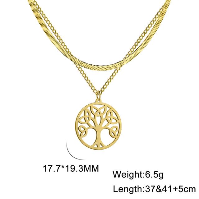 Cazador Stainless Steel Tree of Life Necklace Vintage Gold Color Plant Chain Necklace for Women Jewelry Wholesale 2026 Birthday