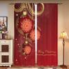 2 Pieces, Red Classic Christmas Ball Curtains -30% Blackout - Suitable for Living Room, Bedroom, Kitchen, Home Decoration
