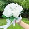 Custom European Simulated Rose Bridal Bouquet for Weddings, Photography, and Valentine's Day