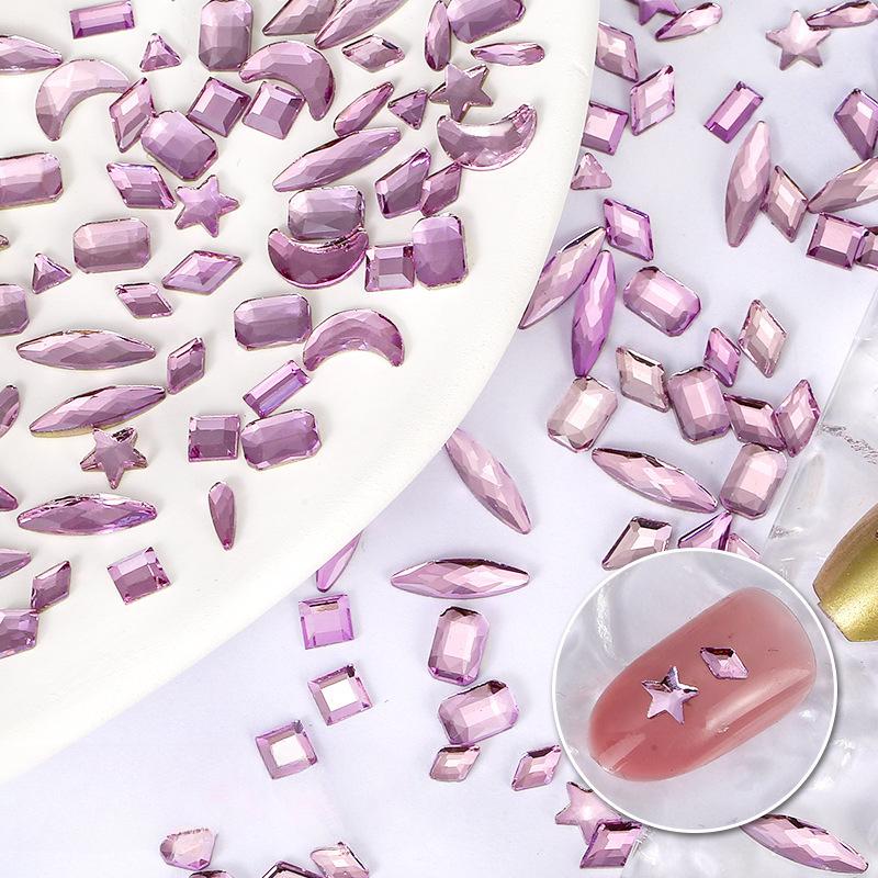Плоское дно специальной формы, бриллиантовая звезда, луна, капля воды, звездчатый анис, бриллиантовый кристалл, пудра, стекло, сделай сам, украшения для ногтей