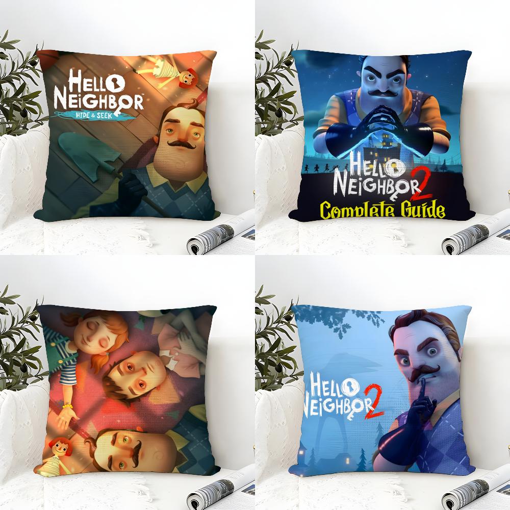 Смешная игра ужасов H-Hello Neighbor 2 Наволочка Льняная наволочка Диван Домашний декор Чехол для подушки Чехол для подушки