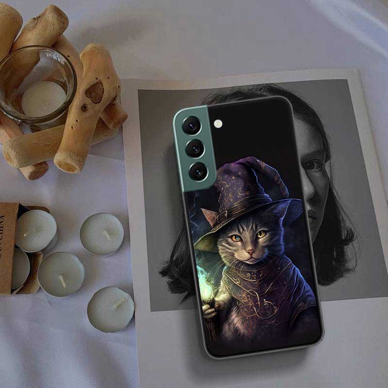 Магический кошачий чехол на Хэллоуин для Samsung Galaxy S22 S25 Ultra S21 S10 Plus S26 Edge S20 S23 S24 FE Чехол Силиконовый Мягкий ТПУ