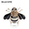 Brown Bees Brooch Black Enamel Corsage Hats Scarf Clips Accessories Green Eyes Brooches For Woman Party