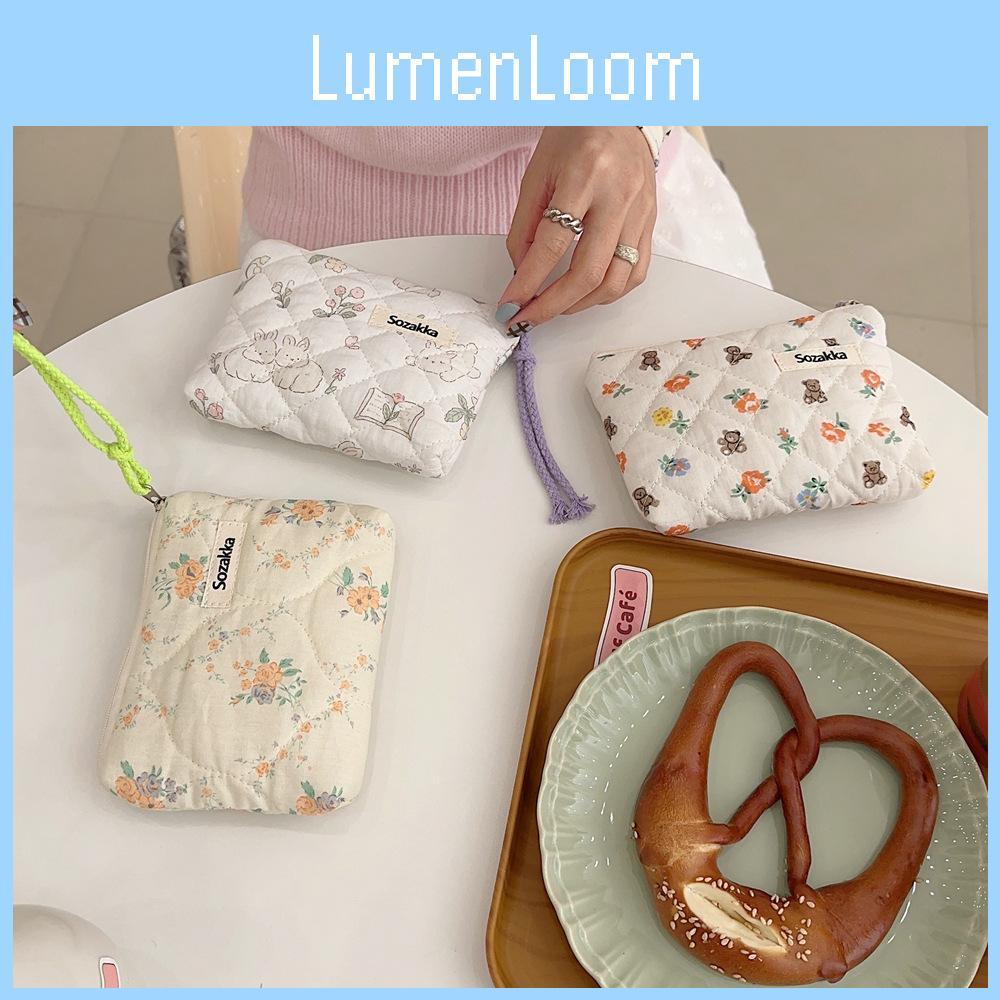 Мини хлопковый кошелек для монет с мультяшным цветочным узором для путешествий и в подарок женщинам