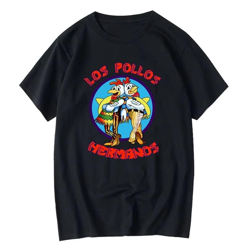 Summer Unisexs Short Sleeved High Quality pure Cotton Breaking Bad LOS POLLOS Chicken Brothers Printed Casual For Unisex Tshirt Unisex