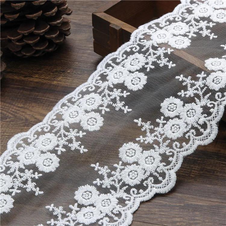 1 Метр Хлопок Цветочная Вышивка Сетка Пэчворк Кружево DIY Одежда Швейная Ткань 12 см Ширина DIY Одежда Шторы Аксессуары Лента