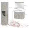Bathroom Furniture Set, Wall-Mounted, with Mirror, Vanity Unit, Sink and Tall Cabinet, Grey, 4-Piece