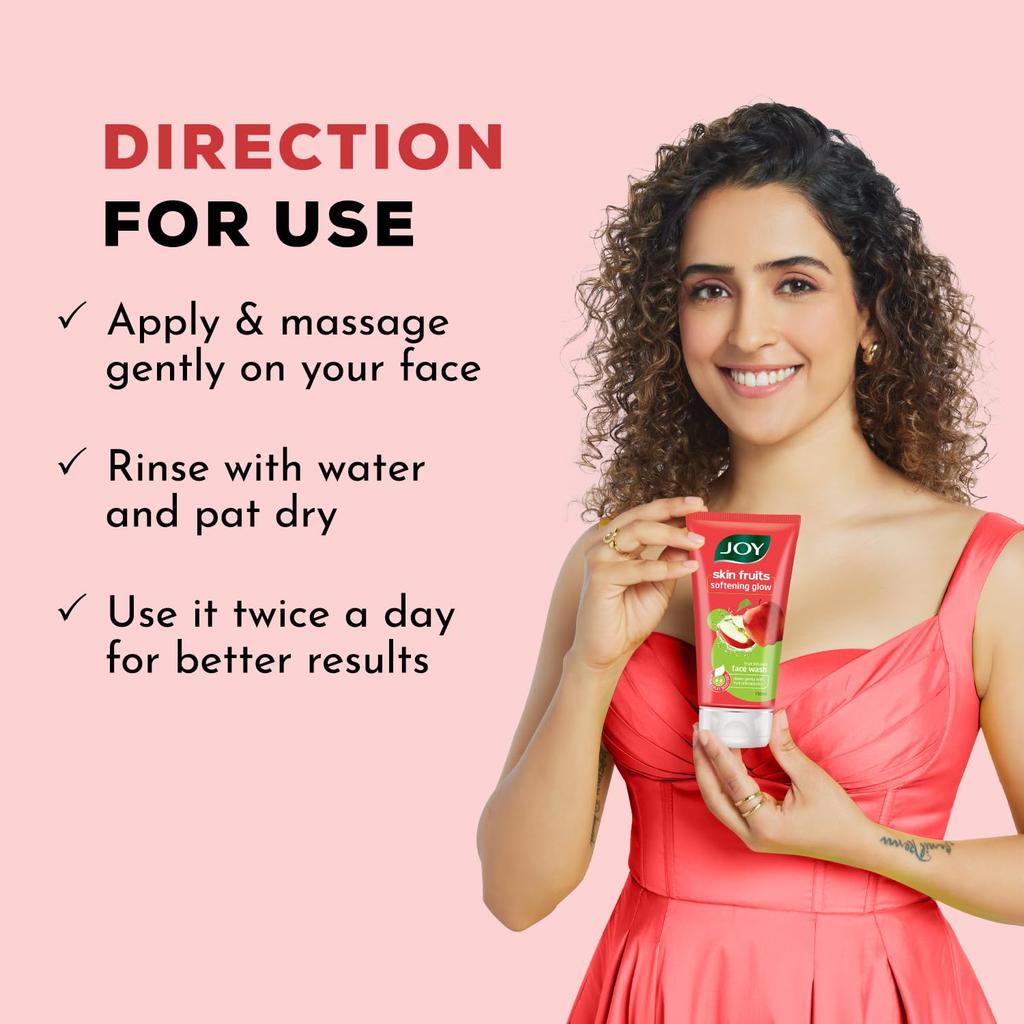 JOY Skin Fruits Apple Face Wash for Glowing Skin 100ML Pack of 2 | Hydrating, Softening, Nourishing Cleanser for All Skin Types
